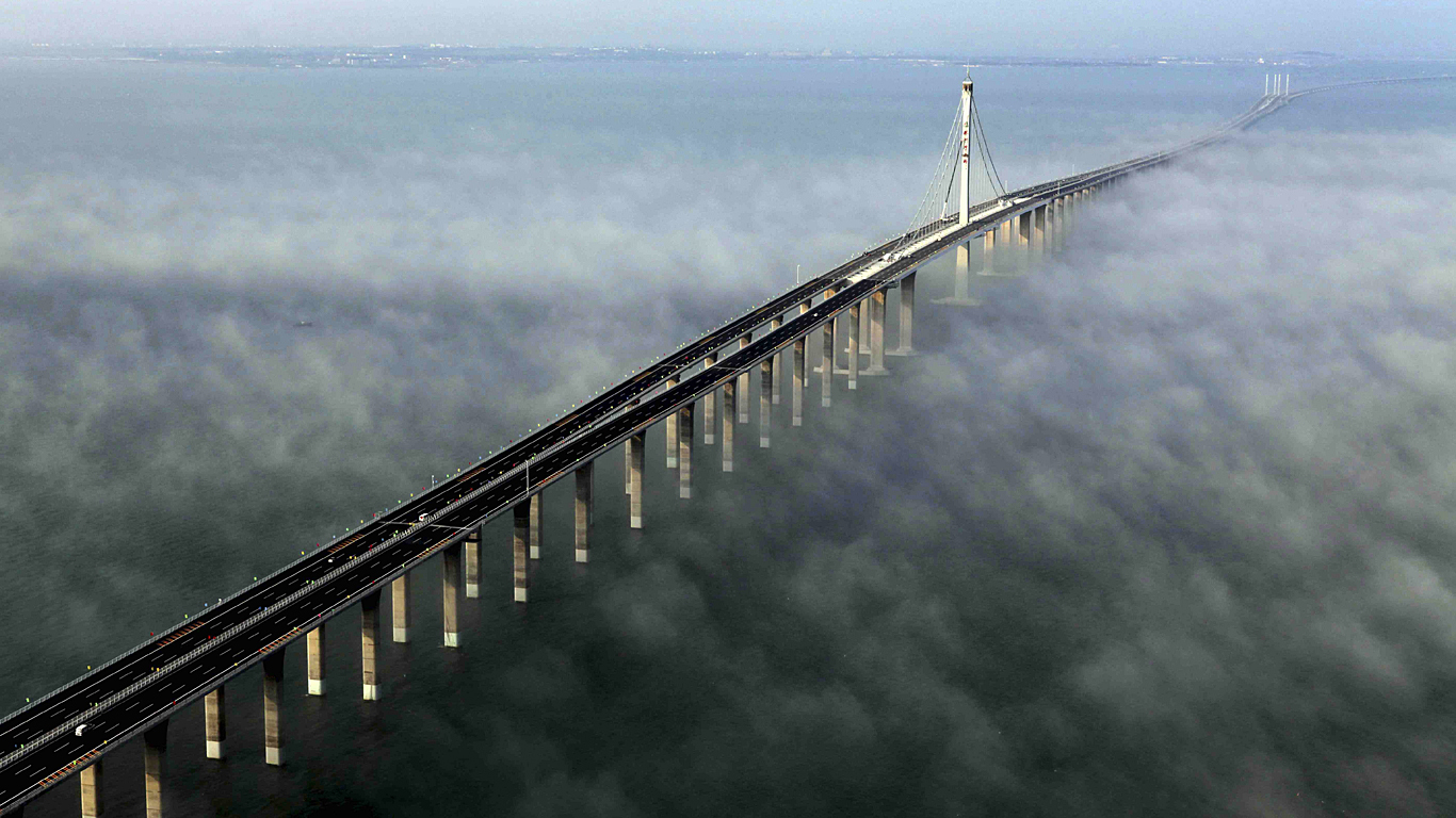 Мост Ханчжоу Бэй сверху