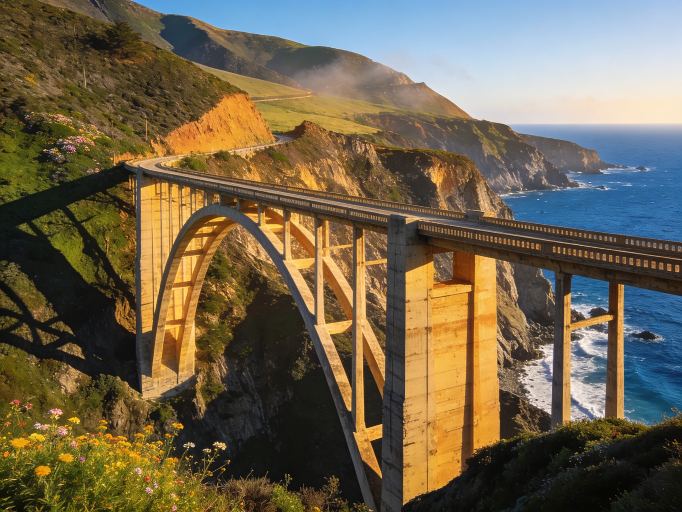 Мост Биксби-Крик на побережье Биг-Сур: изящная арка над Тихим океаном